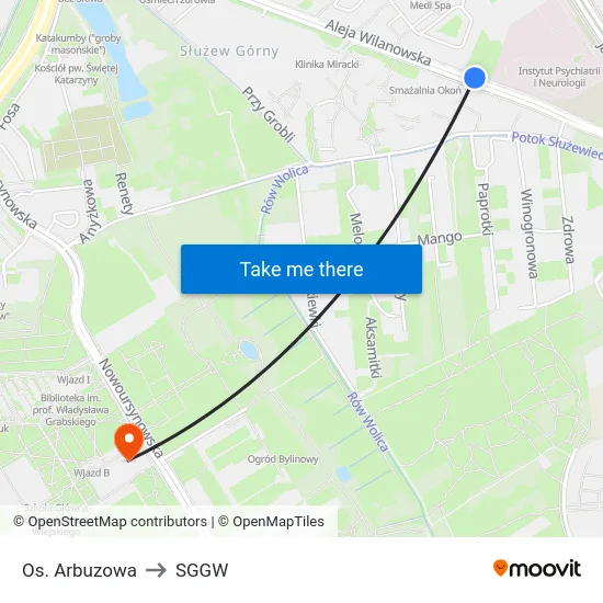 Os. Arbuzowa to SGGW map