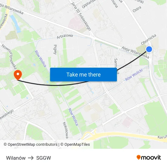 Wilanów to SGGW map