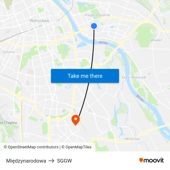 Międzynarodowa to SGGW map