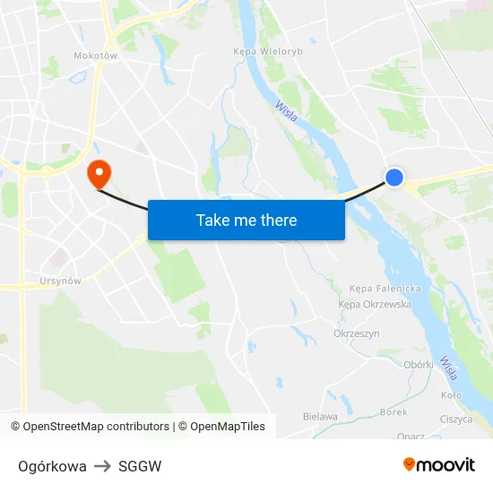 Ogórkowa to SGGW map
