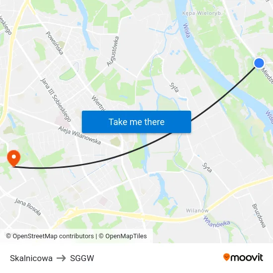 Skalnicowa to SGGW map