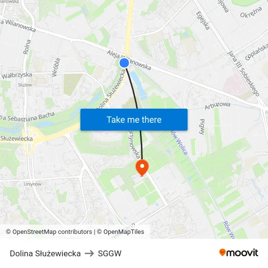 Dolina Służewiecka to SGGW map