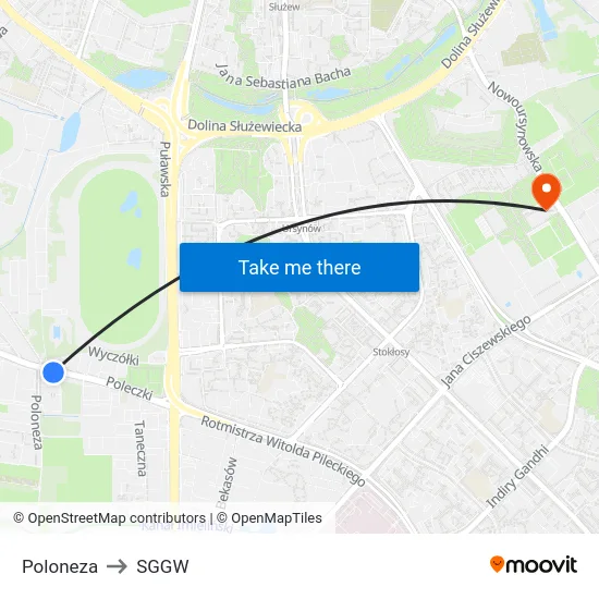 Poloneza to SGGW map