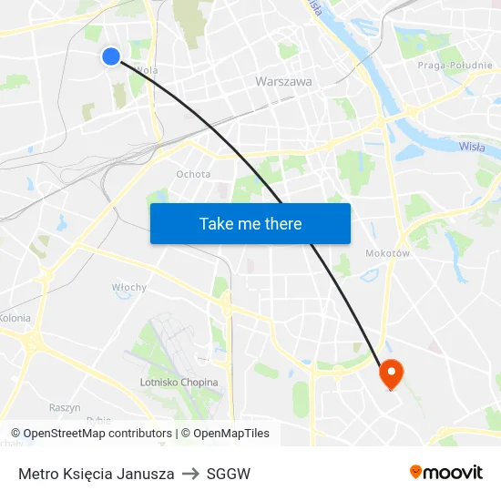 Metro Księcia Janusza to SGGW map