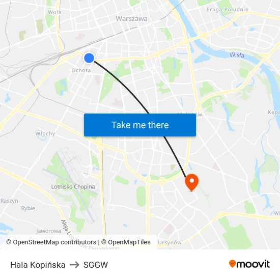 Hala Kopińska to SGGW map