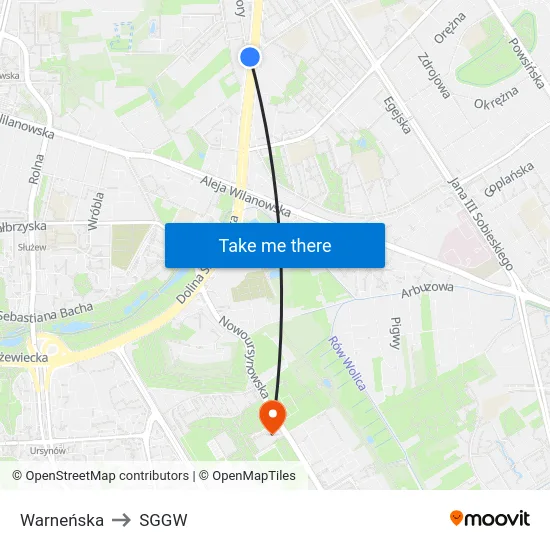 Warneńska to SGGW map