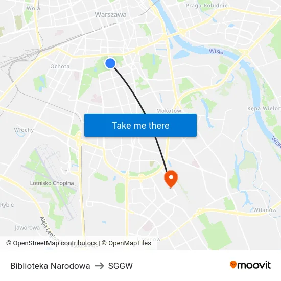 Biblioteka Narodowa to SGGW map