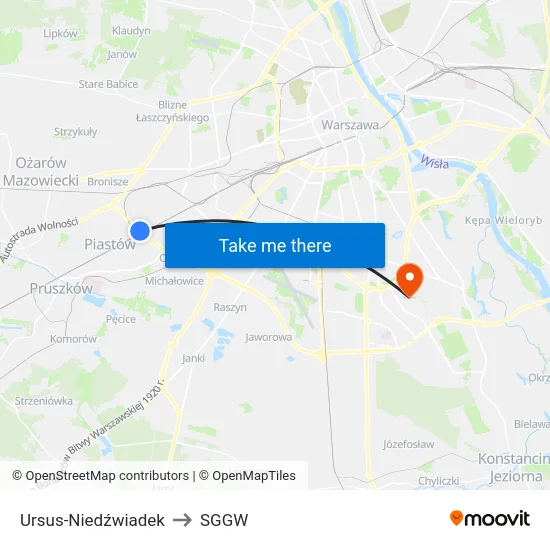 Ursus-Niedźwiadek to SGGW map