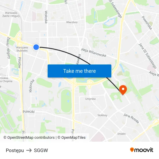 Postępu to SGGW map