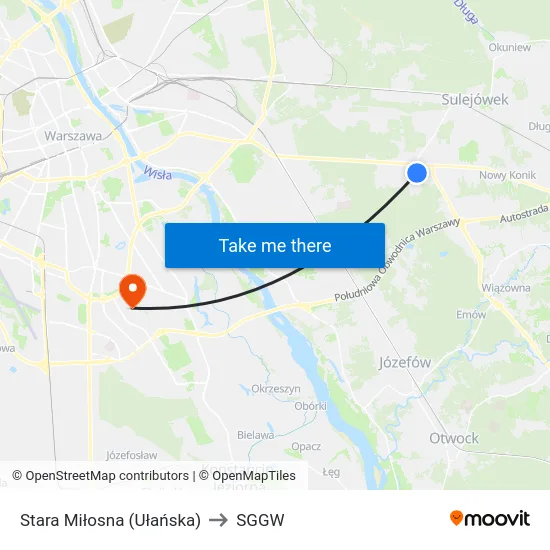Stara Miłosna (Ułańska) to SGGW map