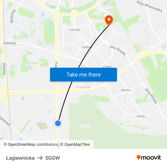 Łagiewnicka to SGGW map