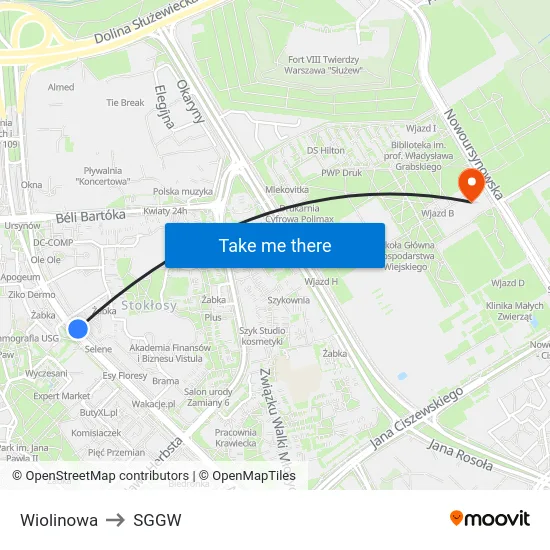 Wiolinowa to SGGW map