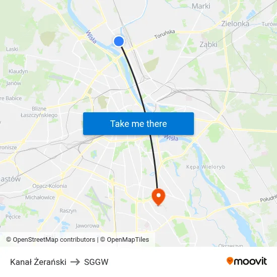 Kanał Żerański to SGGW map