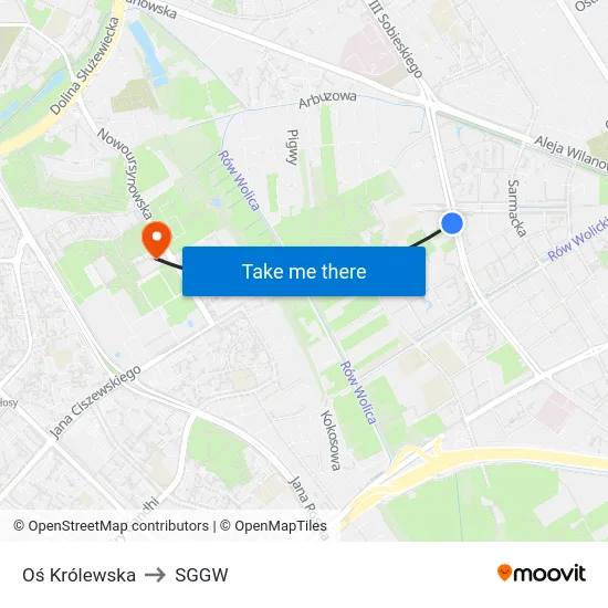 Oś Królewska to SGGW map