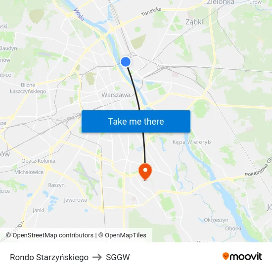 Rondo Starzyńskiego to SGGW map