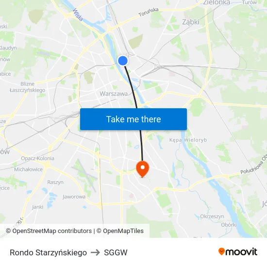 Rondo Starzyńskiego to SGGW map