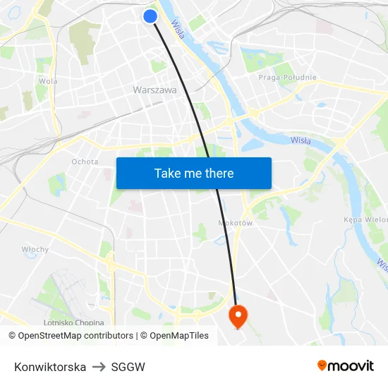 Konwiktorska to SGGW map