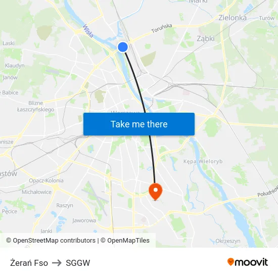 Żerań Fso to SGGW map
