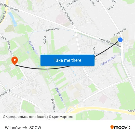 Wilanów to SGGW map