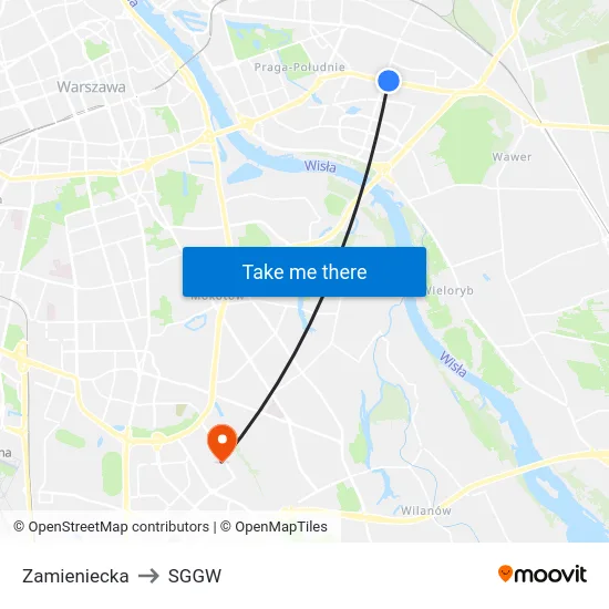 Zamieniecka to SGGW map