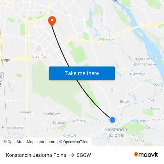 Konstancin-Jeziorna Polna to SGGW map