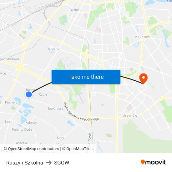 Raszyn Szkolna to SGGW map