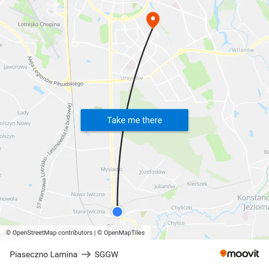 Piaseczno Lamina to SGGW map