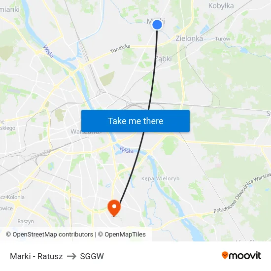 Marki - Ratusz to SGGW map
