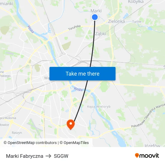 Marki Fabryczna to SGGW map