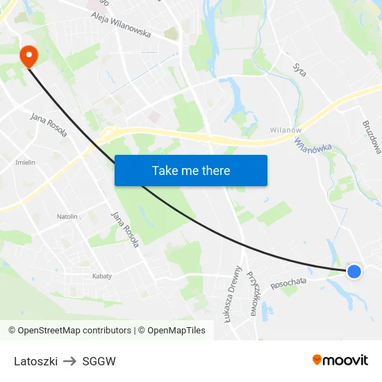 Latoszki to SGGW map