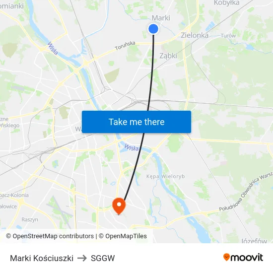 Marki Kościuszki to SGGW map