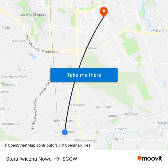 Stara Iwiczna Nowa to SGGW map