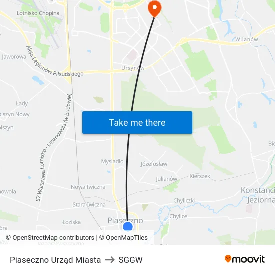 Piaseczno Urząd Miasta to SGGW map