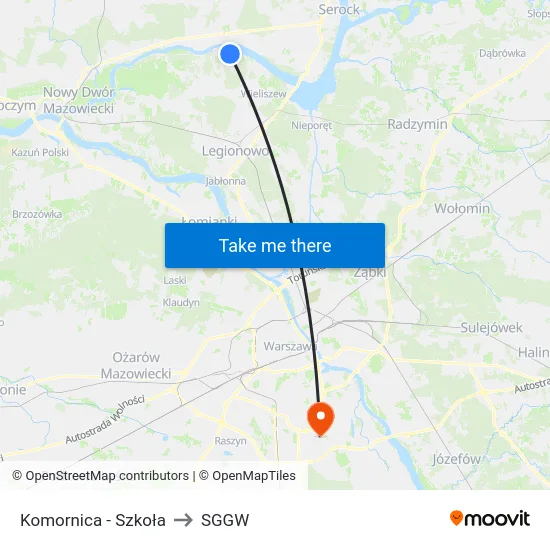 Komornica - Szkoła to SGGW map