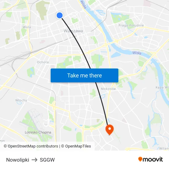 Nowolipki to SGGW map