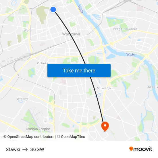 Stawki to SGGW map