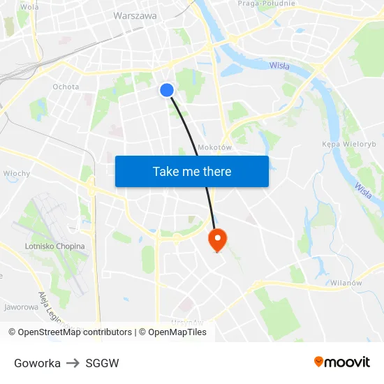 Goworka to SGGW map