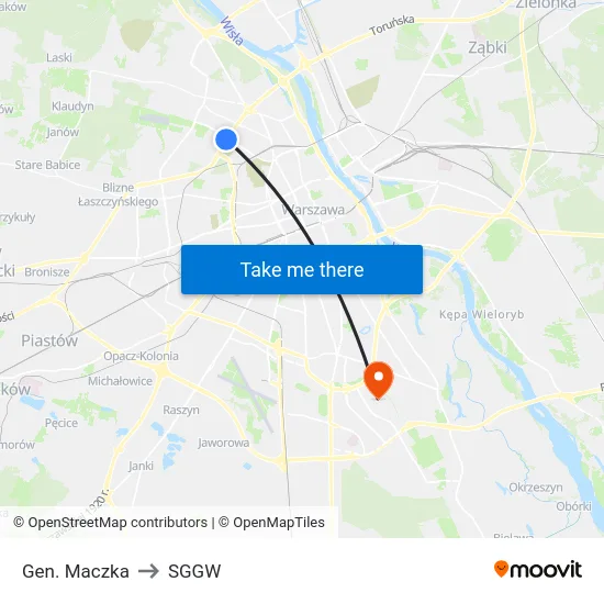 Gen. Maczka to SGGW map