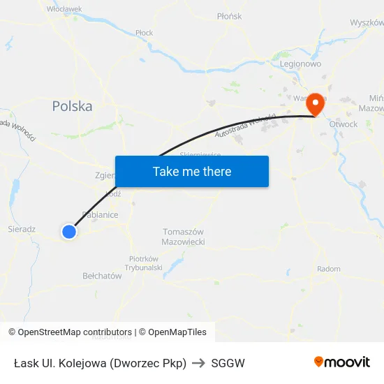 Łask Ul. Kolejowa (Dworzec Pkp) to SGGW map