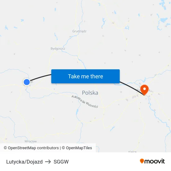 Lutycka/Dojazd to SGGW map
