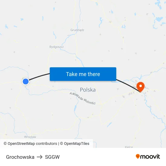 Grochowska to SGGW map