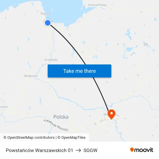 Powstańców Warszawskich 01 to SGGW map