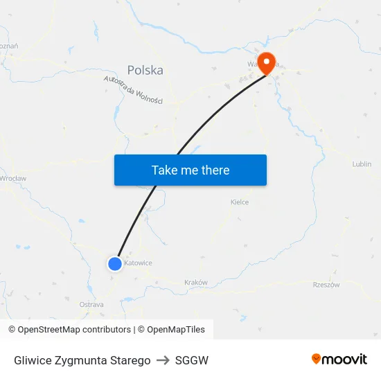 Gliwice Zygmunta Starego to SGGW map