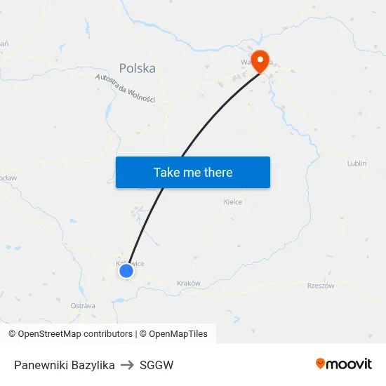 Panewniki Bazylika to SGGW map