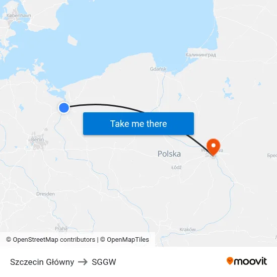 Szczecin Główny to SGGW map