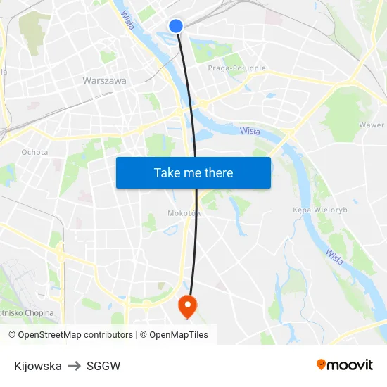 Kijowska to SGGW map