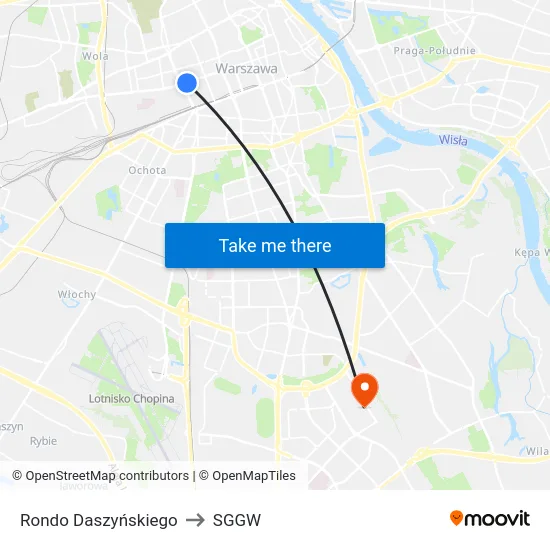Rondo Daszyńskiego to SGGW map