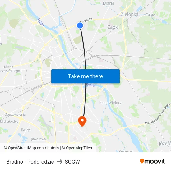 Bródno - Podgrodzie to SGGW map