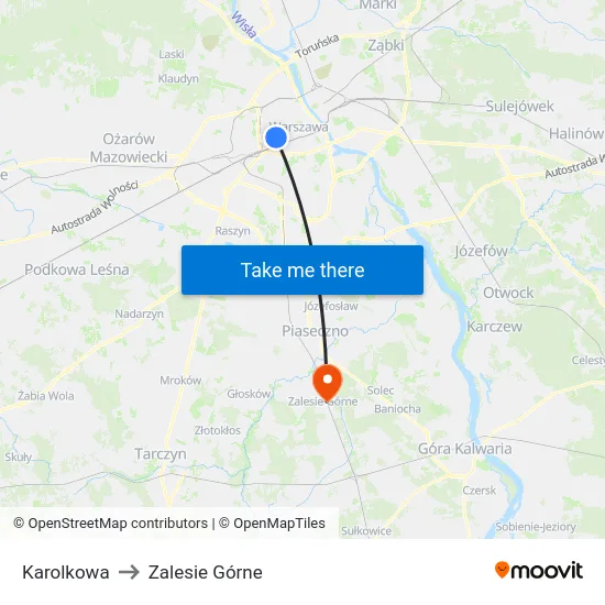 Karolkowa to Zalesie Górne map