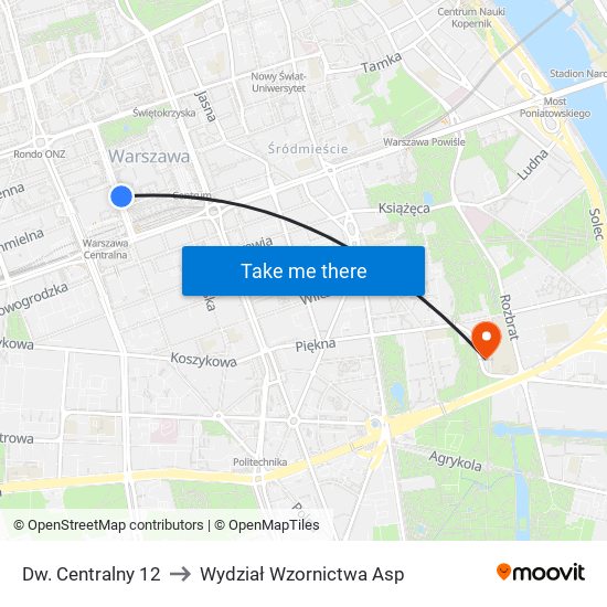 Dw. Centralny 12 to Wydział Wzornictwa Asp map
